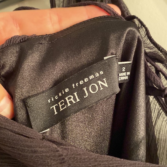 Rickie freeman Teri jon silk cocktail dress in black - Picture 4 of 5